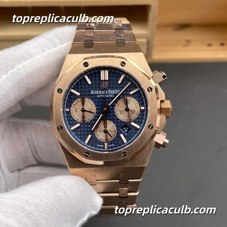 BF Factory Audemars Piguet Royal Oak Chronograph 41MM 26331OR.OO.1220OR.01 Blue “Grande Tapisserie” Dial Rose Gold Bracelet Super Clone Watch