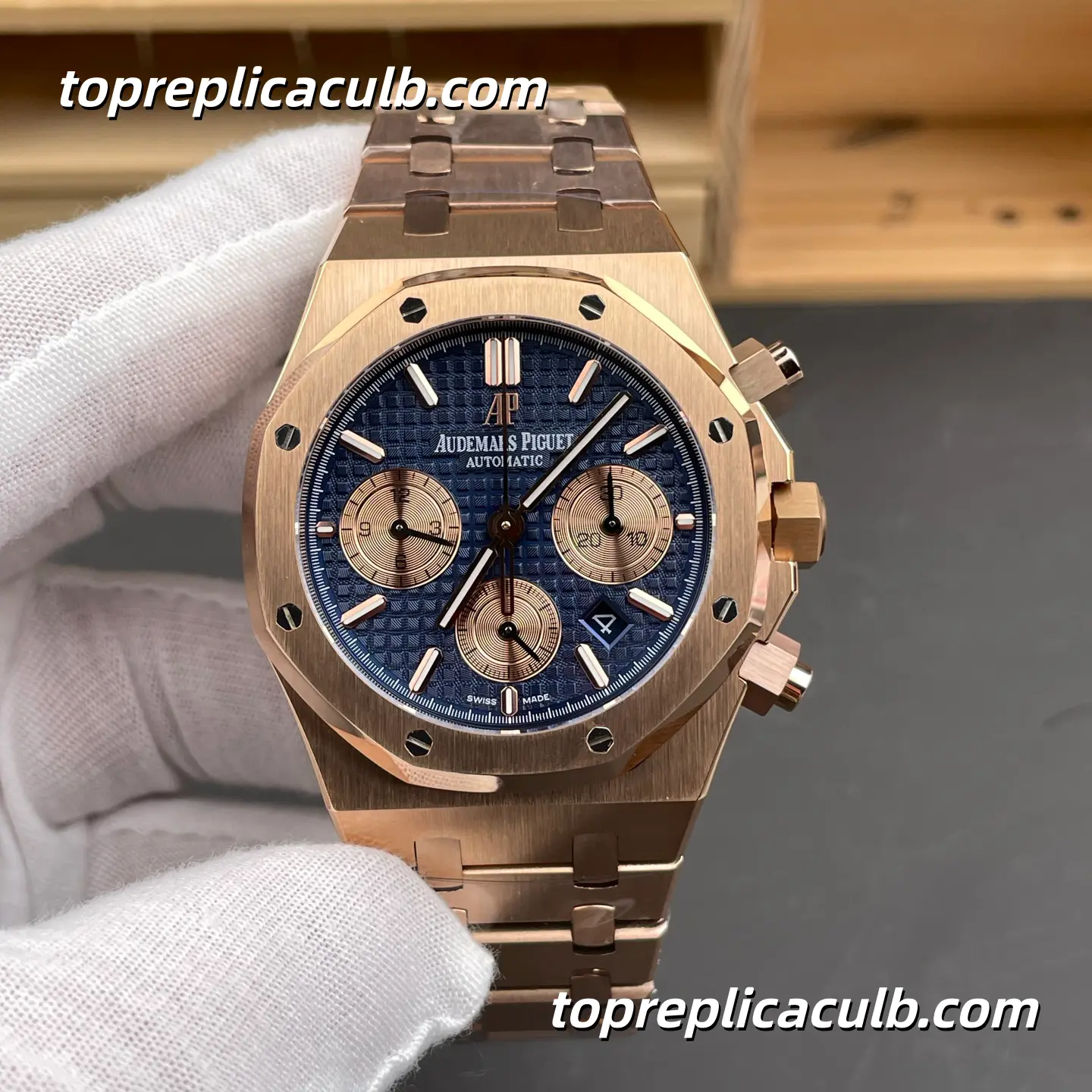 BF Factory Audemars Piguet Royal Oak Chronograph 41MM 26331OR.OO.1220OR.01 Blue “Grande Tapisserie” Dial Rose Gold Bracelet Super Clone Watch