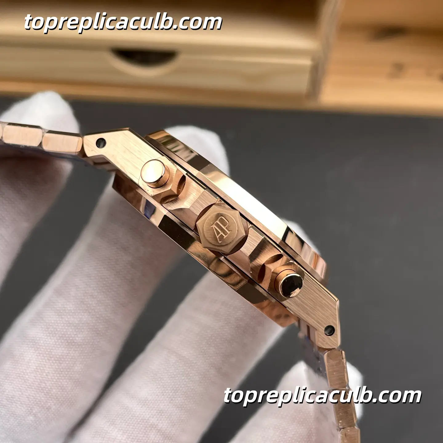 BF Factory Audemars Piguet Royal Oak Chronograph 41MM 26331OR.OO.1220OR.01 Blue “Grande Tapisserie” Dial Rose Gold Bracelet Super Clone Watch with 2385 1:1 Replica Movement - Image 5