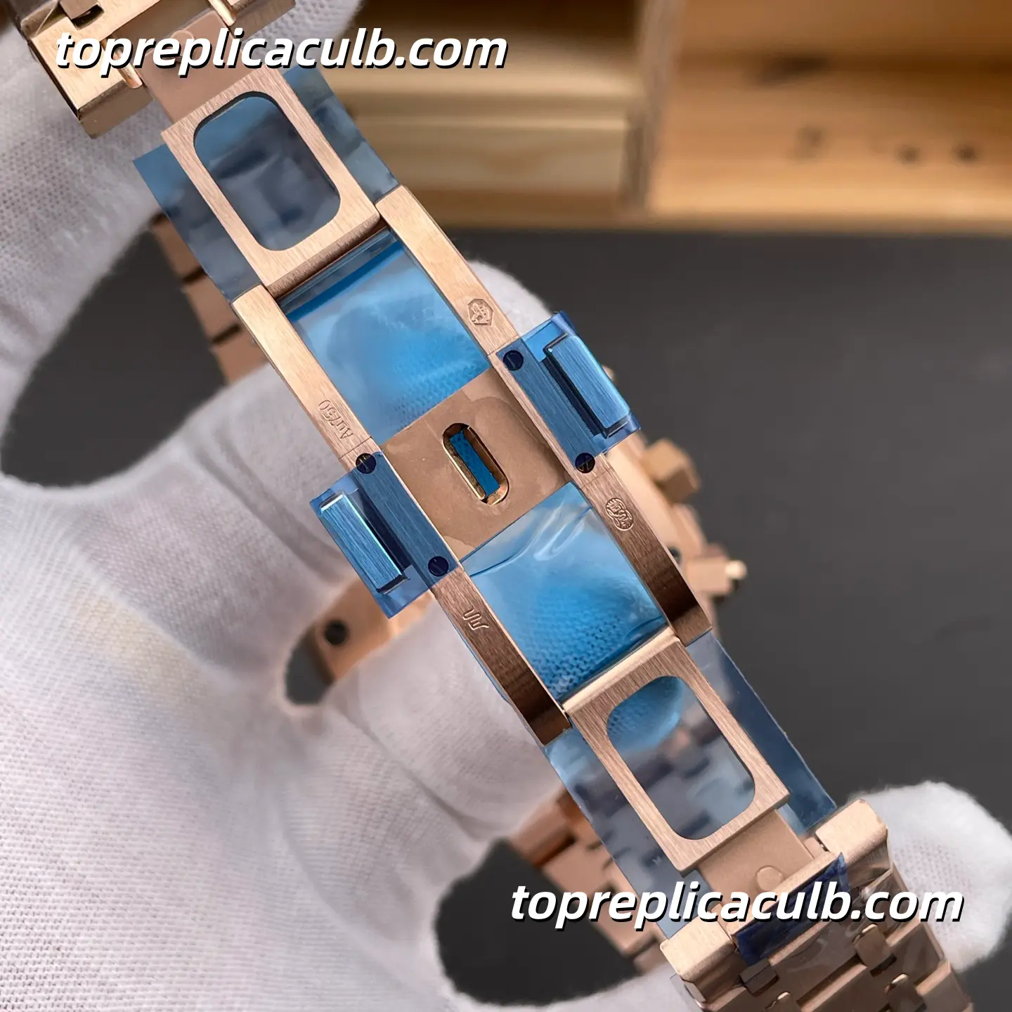 BF Factory Audemars Piguet Royal Oak Chronograph 41MM 26331OR.OO.1220OR.01 Blue “Grande Tapisserie” Dial Rose Gold Bracelet Super Clone Watch with 2385 1:1 Replica Movement - Image 7