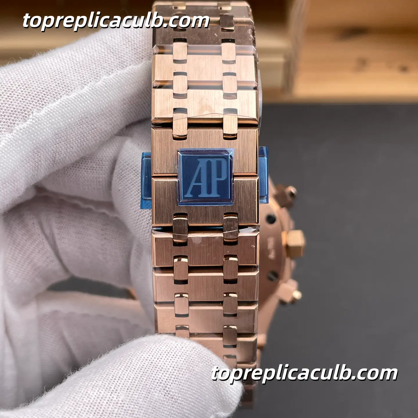 BF Factory Audemars Piguet Royal Oak Chronograph 41MM 26331OR.OO.1220OR.01 Blue “Grande Tapisserie” Dial Rose Gold Bracelet Super Clone Watch with 2385 1:1 Replica Movement - Image 8