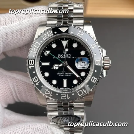 Clean Factory Rolex GMT-Master II “Bruce Wayne” 126710GRNR-0003 40MM Black Dial Black & Grey Ceramic Bezel Jubilee Bracelet Super Clone Watch with 3285 Movement