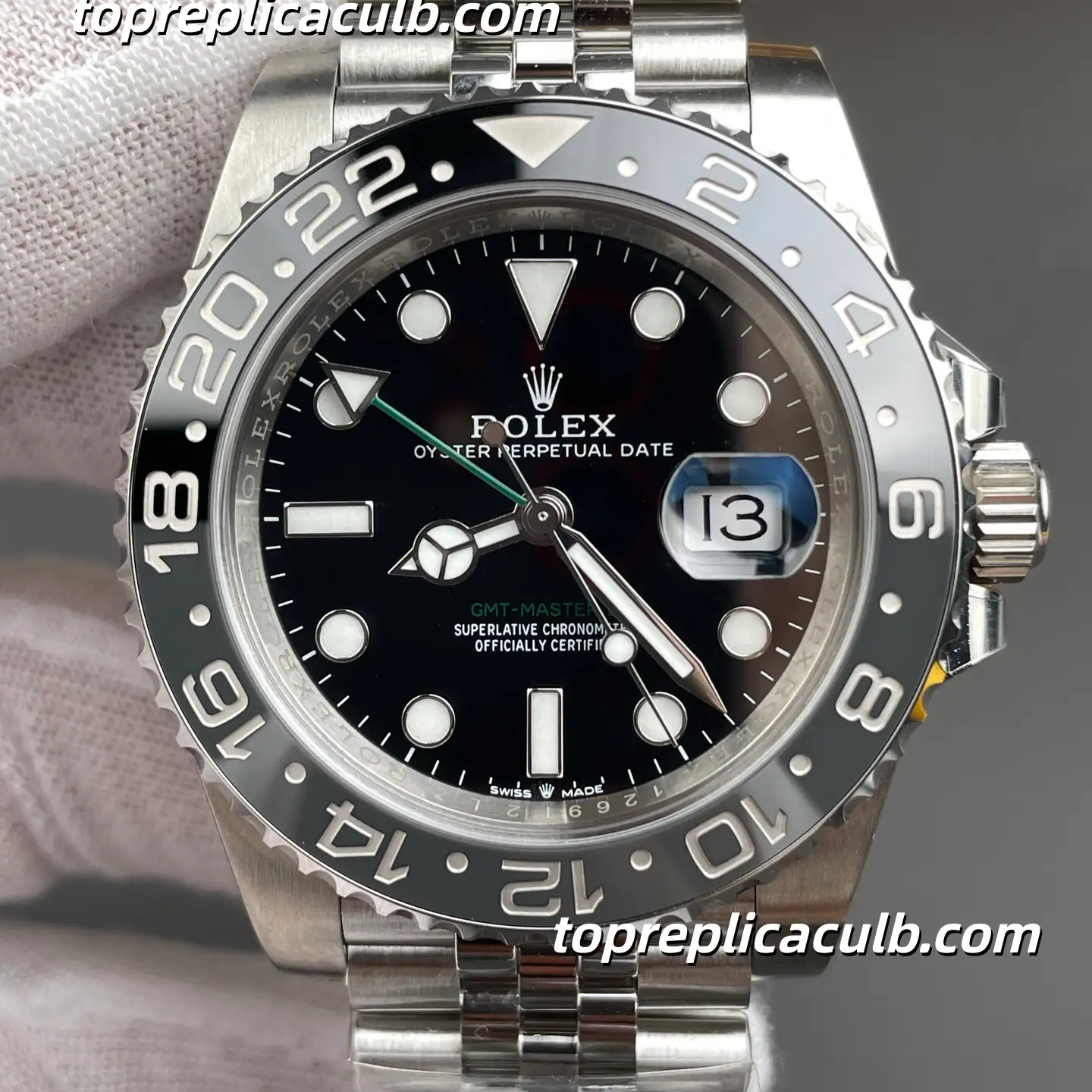Clean Factory Rolex GMT-Master II “Bruce Wayne” 126710GRNR-0003 40MM Black Dial Black & Grey Ceramic Bezel Jubilee Bracelet Super Clone Watch with 3285 Movement - Image 3