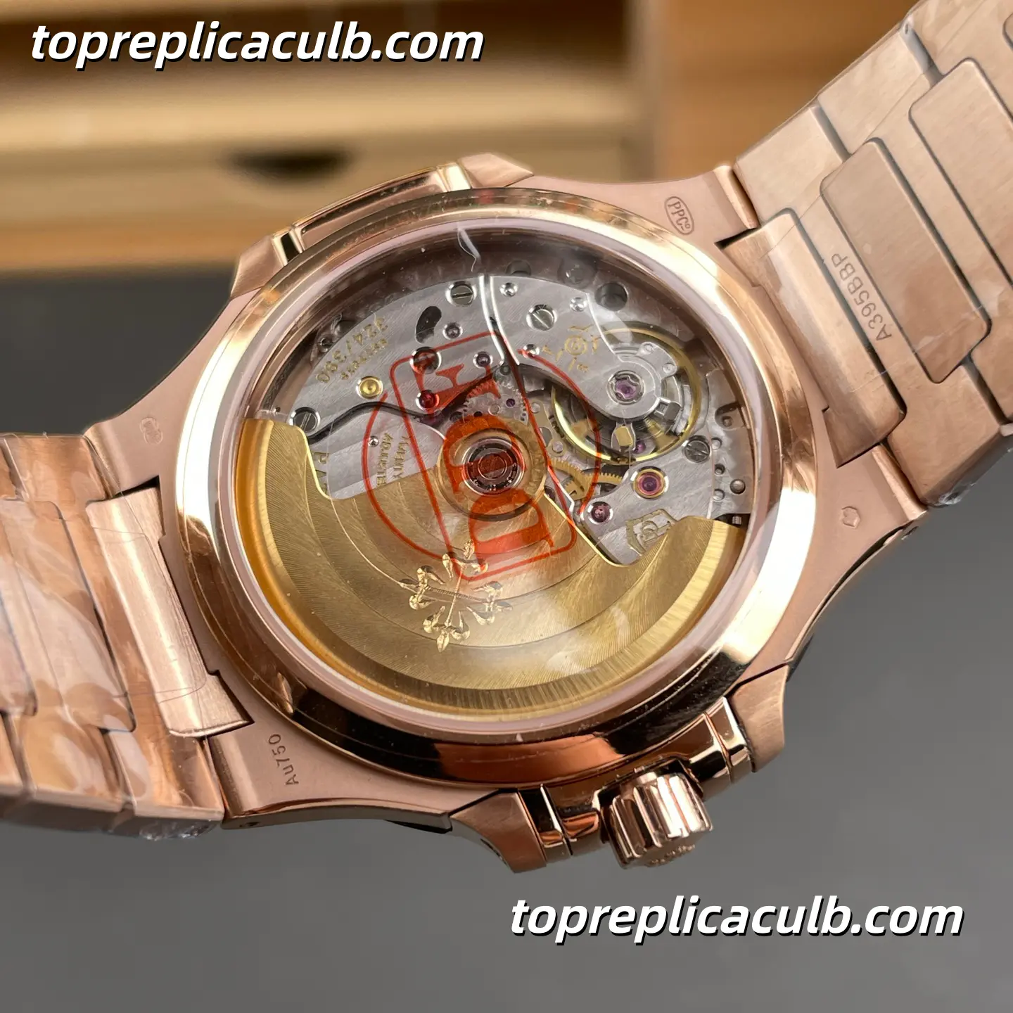 DDF Factory Patek Philippe Nautilus Series 7118/1200R-010 Super Clone Watch 35.2mm Brown Dial Rose Gold Case and Bracelet Diamond Bezel Automatic Date Movement - Image 5