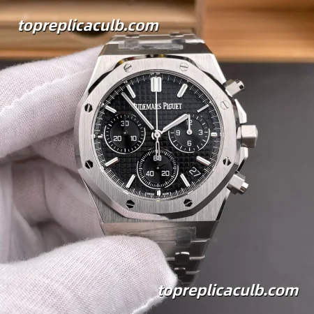 DDS Factory Audemars Piguet Royal Oak Chronograph 41MM 26240ST.OO.1320ST.06 Black “Grande Tapisserie” Dial Stainless Steel Bracelet Super Clone Watch