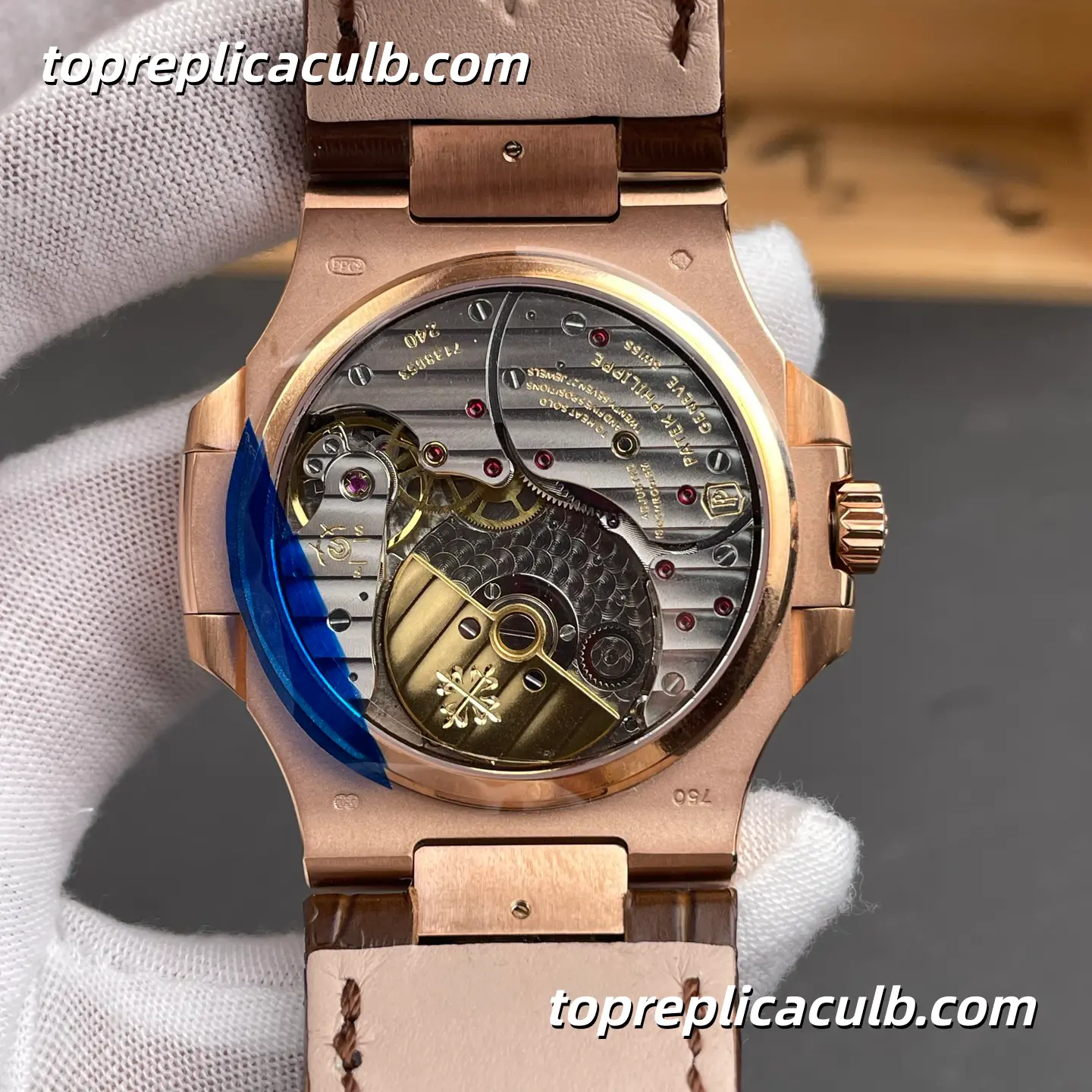 GR Factory Patek Philippe Nautilus 5724R-001 Super Clone Watch 40mm Rose Gold Case Baguette Diamond Bezel Moonphase Power Reserve Automatic Movement - Image 5