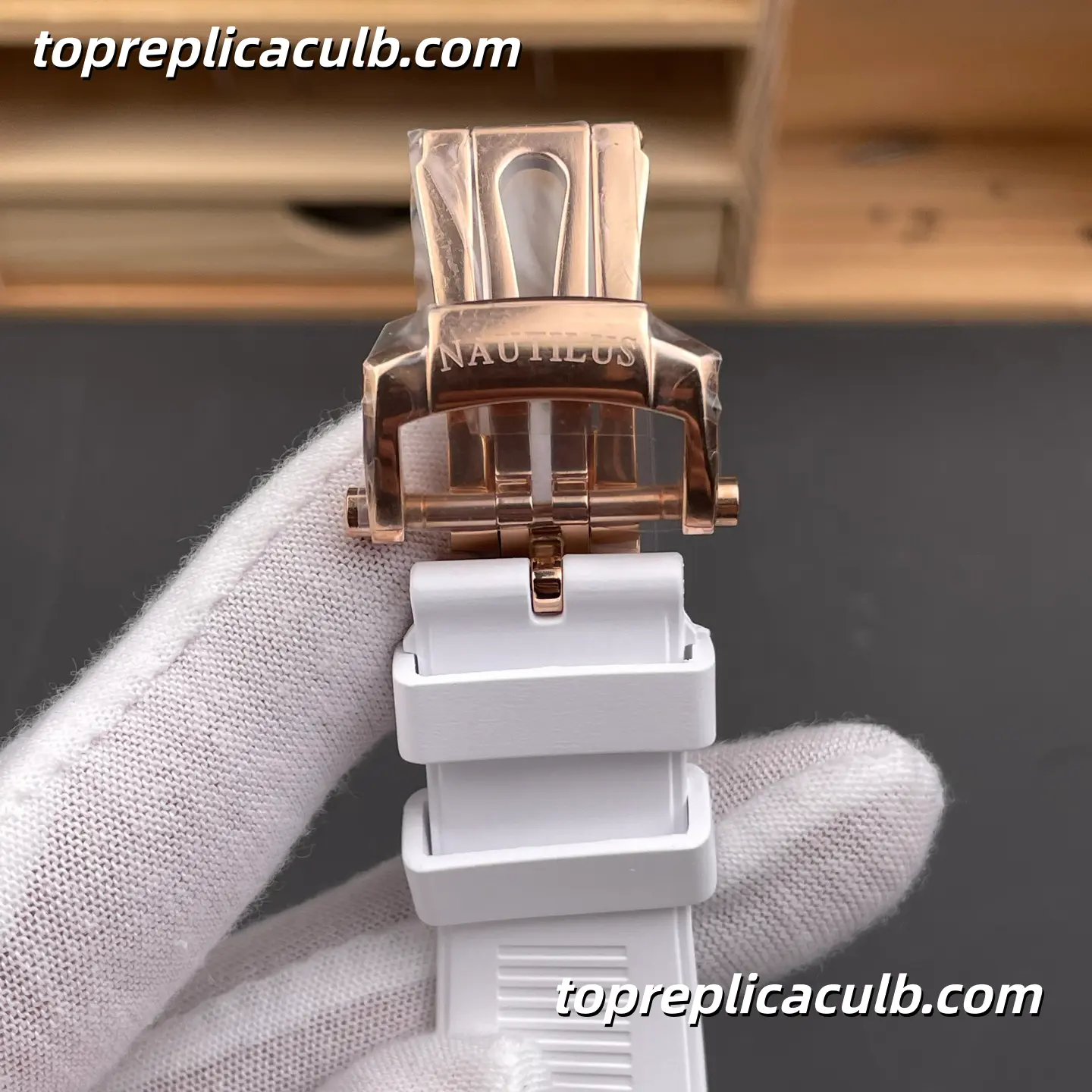 GR Factory Patek Philippe Nautilus Series 5712R-001 Super Clone Watch 40mm Black Dial Rose Gold Case White Rubber Strap Moonphase Power Reserve Automatic Movement - Image 8