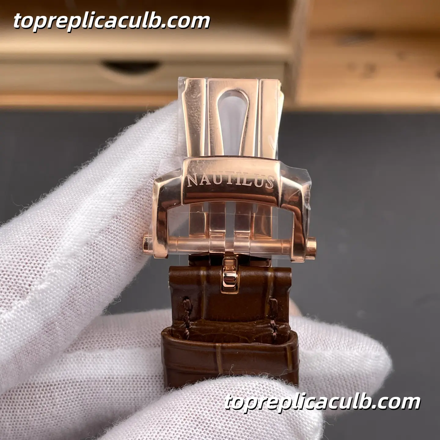 GR Factory Patek Philippe Nautilus Series 5712R-001 Super Clone Watch 40mm Black Dial Rose Gold Case Brown Leather Strap Moonphase Power Reserve Automatic Movement - Image 8