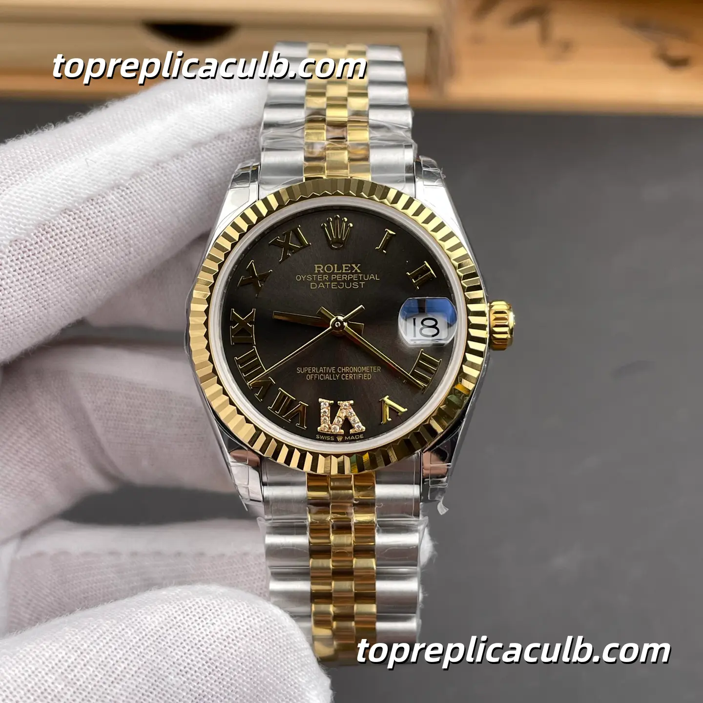 Rolex DateJust 31MM 278273-0018 Chocolate Roman Dial Two Tone Jubilee Bracelet Super Clone Watch with 2236 Movement