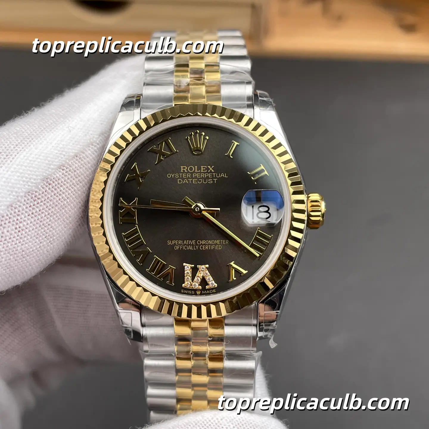 Rolex DateJust 31MM 278273-0018 Chocolate Roman Dial Two Tone Jubilee Bracelet Super Clone Watch with 2236 Movement - Image 3