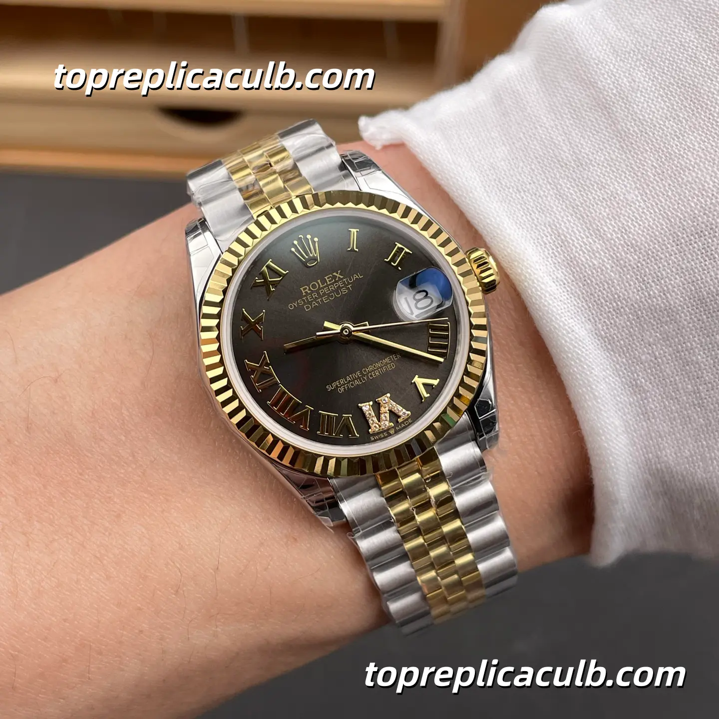 Rolex DateJust 31MM 278273-0018 Chocolate Roman Dial Two Tone Jubilee Bracelet Super Clone Watch with 2236 Movement - Image 2
