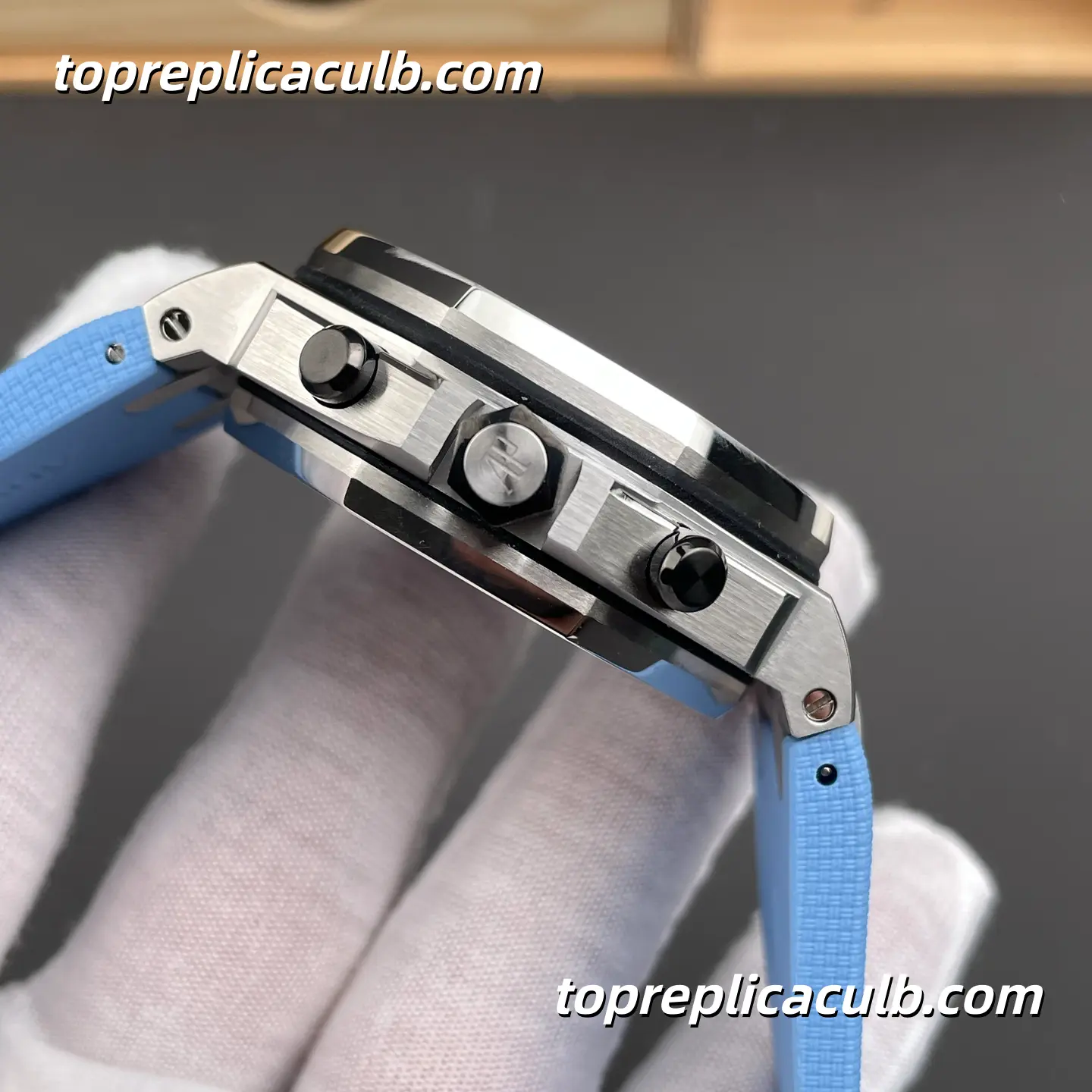 HB Factory Audemars Piguet Royal Oak Offshore Ref.26238ST.OO.A340CA.01 42MM Light Blue Dial Super Clone Watch with Blue Rubber Strap and 1:1 Chronograph Automatic Movement - Image 5