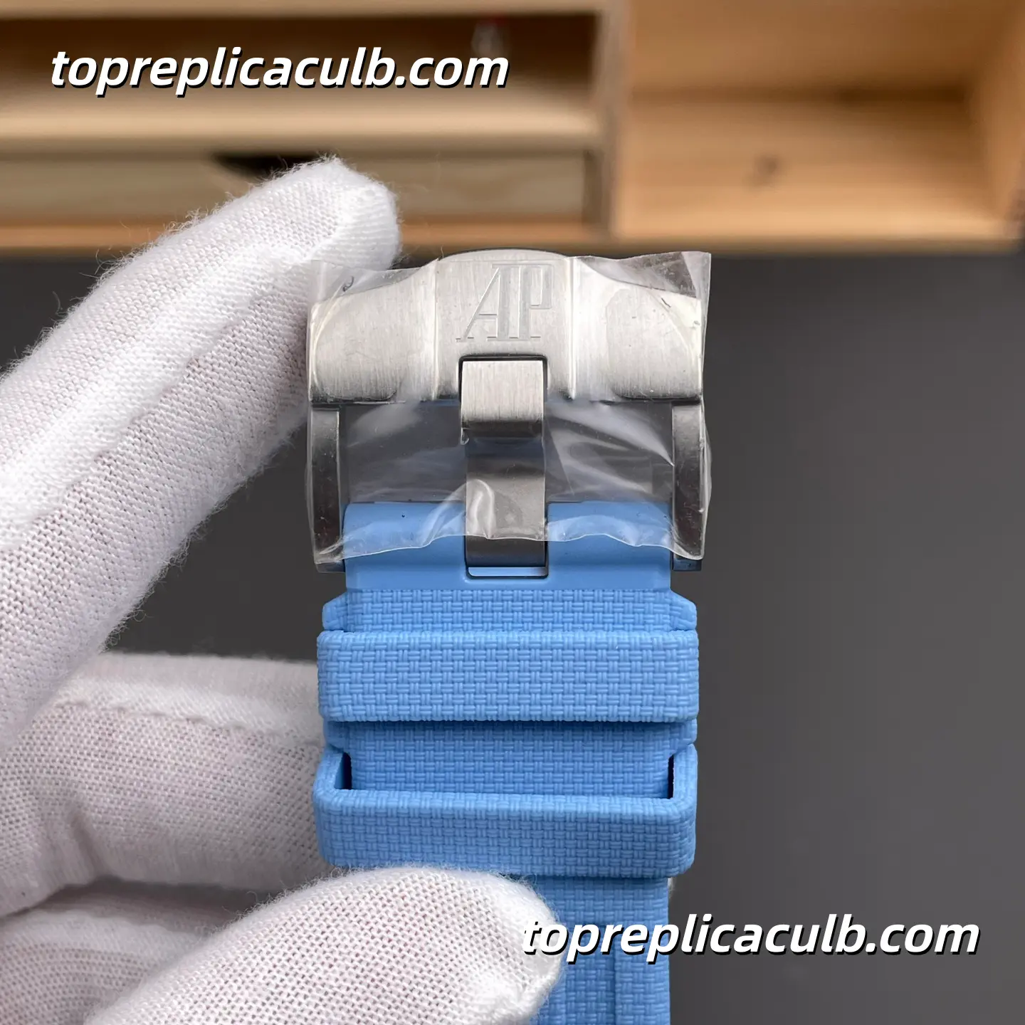 HB Factory Audemars Piguet Royal Oak Offshore Ref.26238ST.OO.A340CA.01 42MM Light Blue Dial Super Clone Watch with Blue Rubber Strap and 1:1 Chronograph Automatic Movement - Image 8