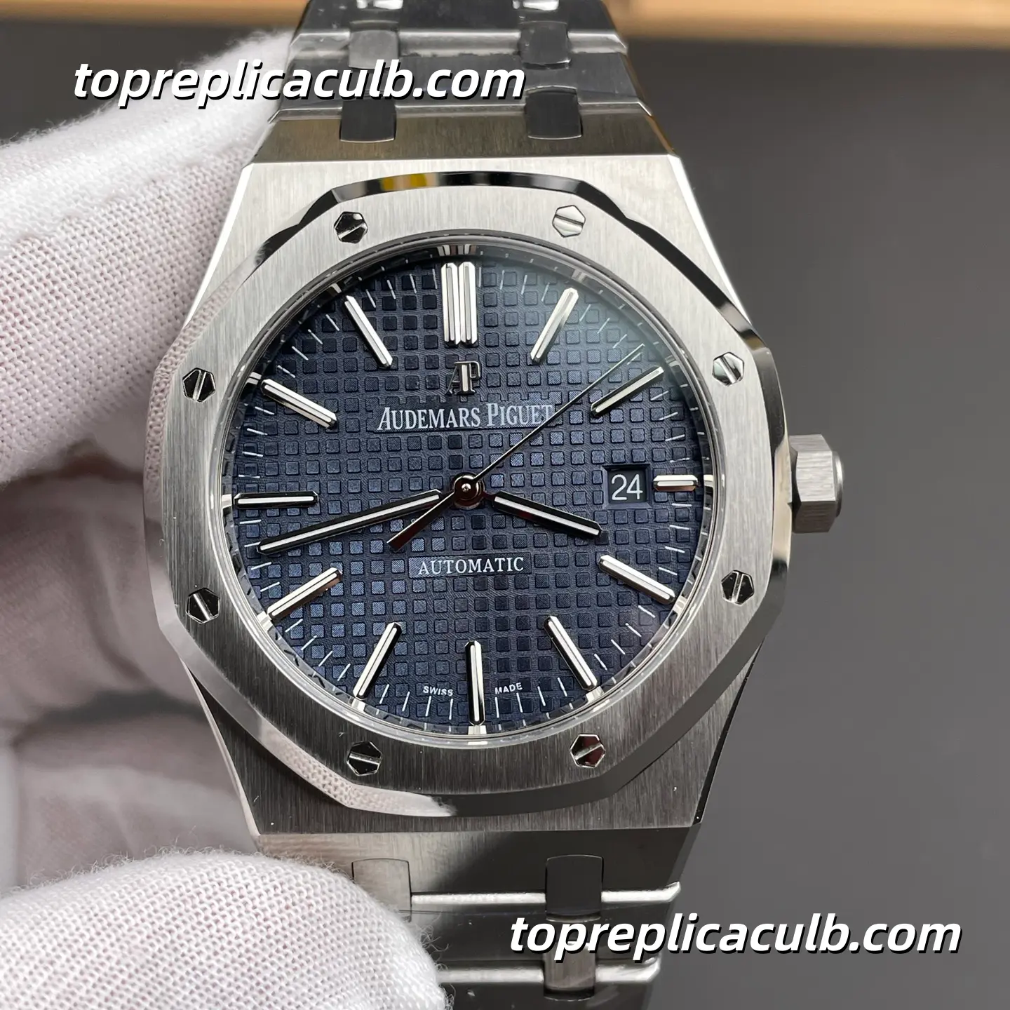 IP Factory Audemars Piguet Royal Oak 15400ST.OO.1220ST.03 41MM Blue “Grande Tapisserie” Dial Stainless Steel Bracelet Super Clone Watch with 3120 Movement - Image 3