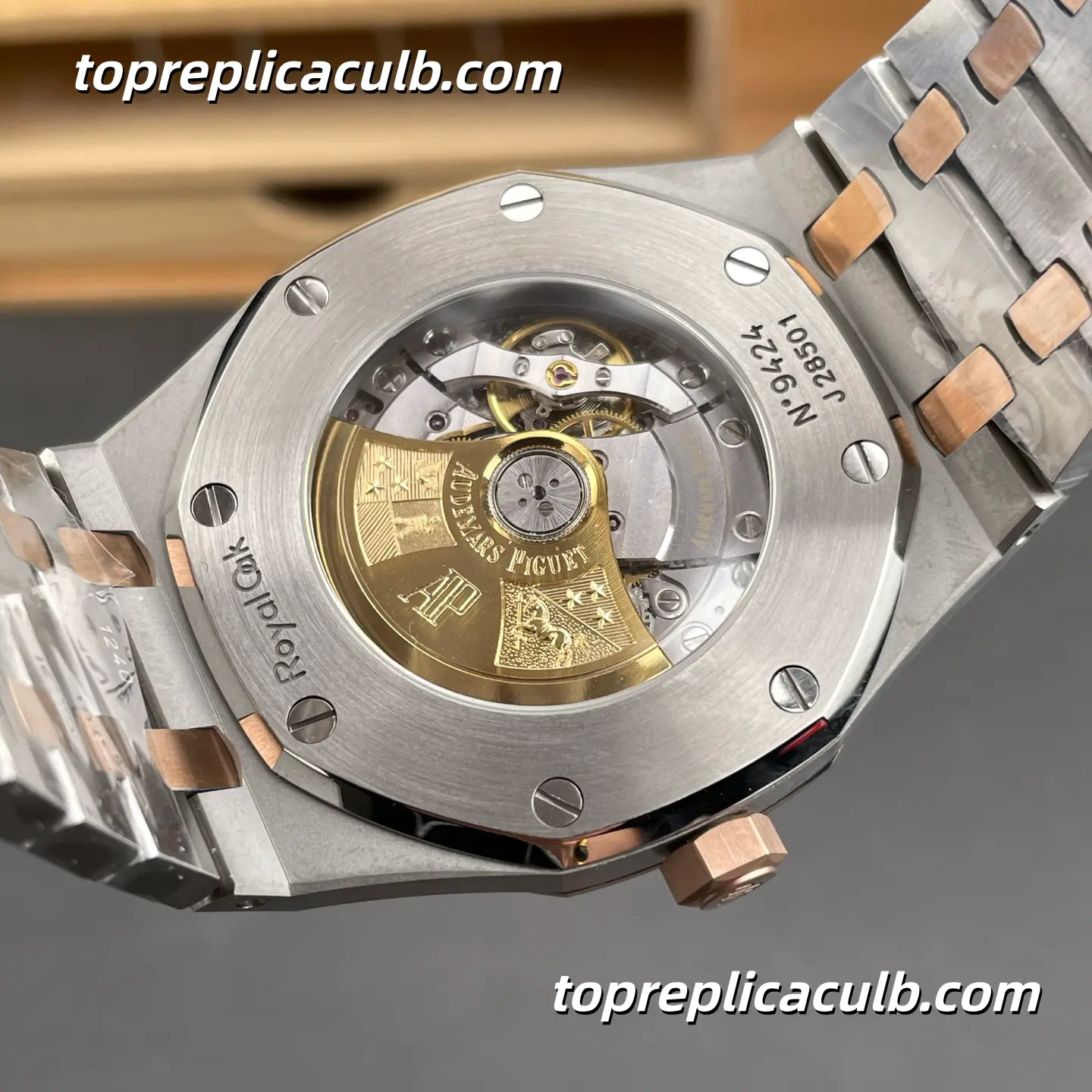 IP Factory Audemars Piguet Royal Oak 41MM 15400SR.OO.1220SR.01 Silver Grande Tapisserie Dial Two-Tone Stainless Steel & Rose Gold Bracelet Super Clone Watch with 3120 1:1 Automatic Movement - Image 9
