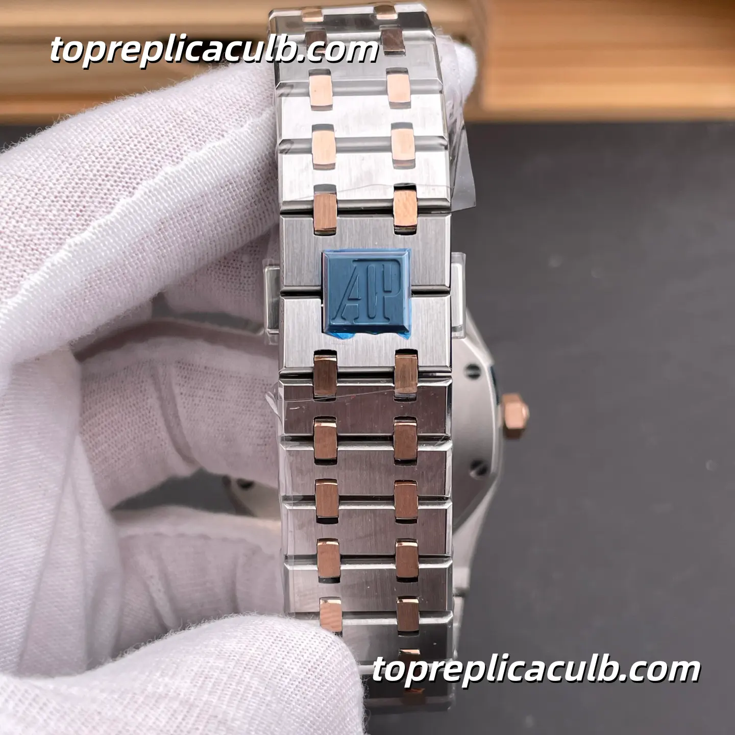 IP Factory Audemars Piguet Royal Oak 41MM 15400SR.OO.1220SR.01 Silver Grande Tapisserie Dial Two-Tone Stainless Steel & Rose Gold Bracelet Super Clone Watch with 3120 1:1 Automatic Movement - Image 8