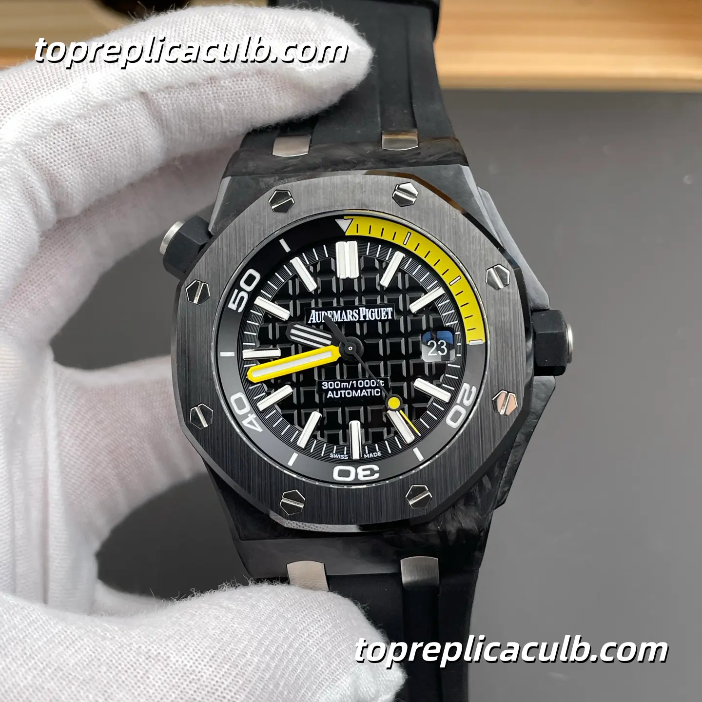 IP Factory Audemars Piguet Royal Oak Offshore Ref.15706AU.OO.A002CA.01 42MM Black Dial Super Clone Watch with Black Rubber Strap and 1:1 Diver Automatic Movement
