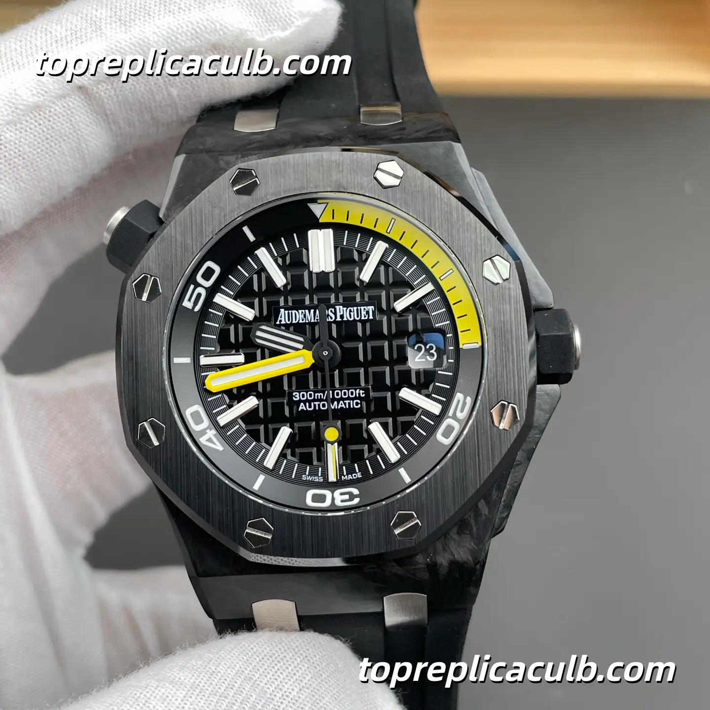 IP Factory Audemars Piguet Royal Oak Offshore Ref.15706AU.OO.A002CA.01 42MM Black Dial Super Clone Watch with Black Rubber Strap and 1:1 Diver Automatic Movement - Image 3