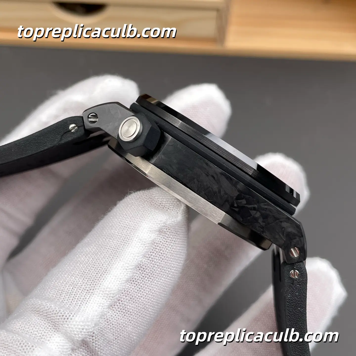 IP Factory Audemars Piguet Royal Oak Offshore Ref.15706AU.OO.A002CA.01 42MM Black Dial Super Clone Watch with Black Rubber Strap and 1:1 Diver Automatic Movement - Image 6