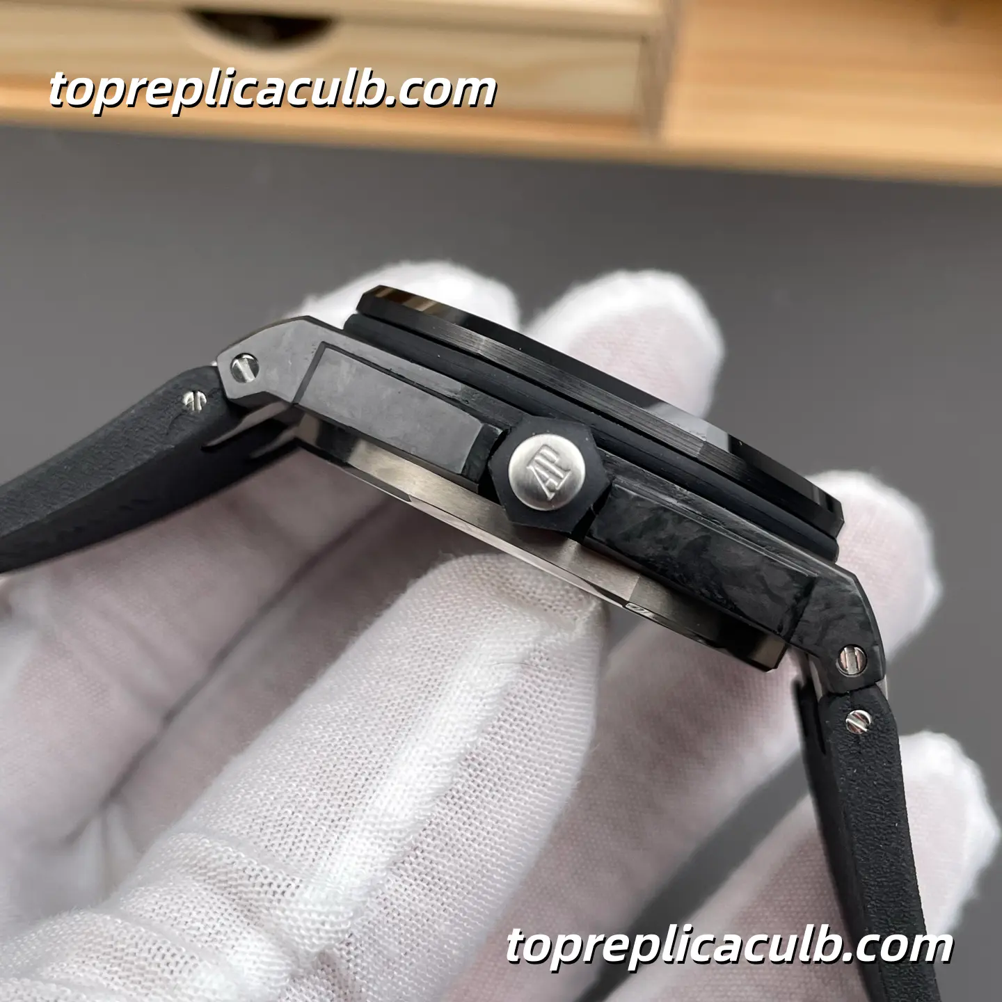 IP Factory Audemars Piguet Royal Oak Offshore Ref.15706AU.OO.A002CA.01 42MM Black Dial Super Clone Watch with Black Rubber Strap and 1:1 Diver Automatic Movement - Image 5