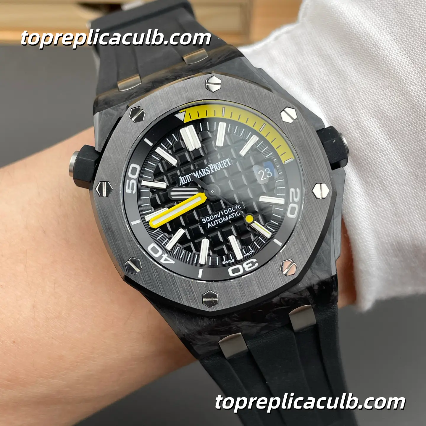 IP Factory Audemars Piguet Royal Oak Offshore Ref.15706AU.OO.A002CA.01 42MM Black Dial Super Clone Watch with Black Rubber Strap and 1:1 Diver Automatic Movement - Image 2