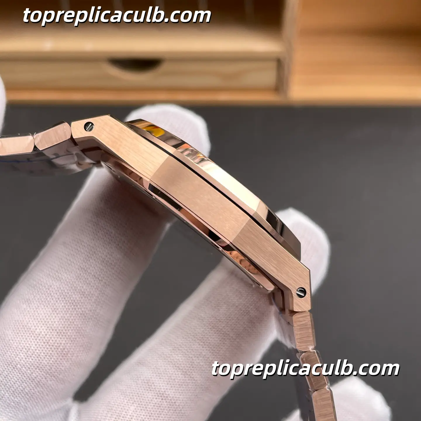 IP Factory Audemars Piguet Royal Oak Selfwinding 41MM 15510OR.OO.1320OR.03 Bleu Nuit Nuage 50 Grande Tapisserie Dial Rose Gold Bracelet Super Clone Watch with 4302 1:1 Automatic Movement - Image 6
