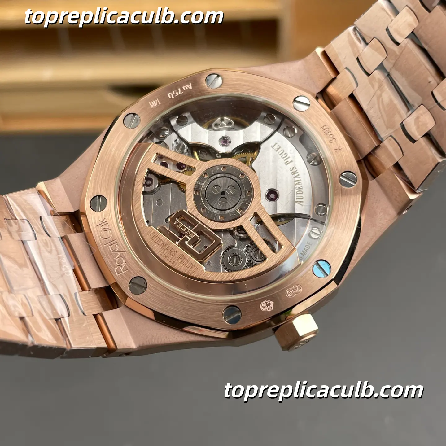 IP Factory Audemars Piguet Royal Oak Selfwinding 41MM 15510OR.OO.1320OR.03 Bleu Nuit Nuage 50 Grande Tapisserie Dial Rose Gold Bracelet Super Clone Watch with 4302 1:1 Automatic Movement - Image 9