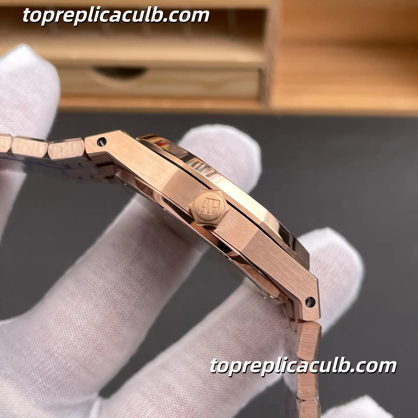 IP Factory Audemars Piguet Royal Oak Selfwinding 41MM 15510OR.OO.1320OR.03 Bleu Nuit Nuage 50 Grande Tapisserie Dial Rose Gold Bracelet Super Clone Watch with 4302 1:1 Automatic Movement - Image 5