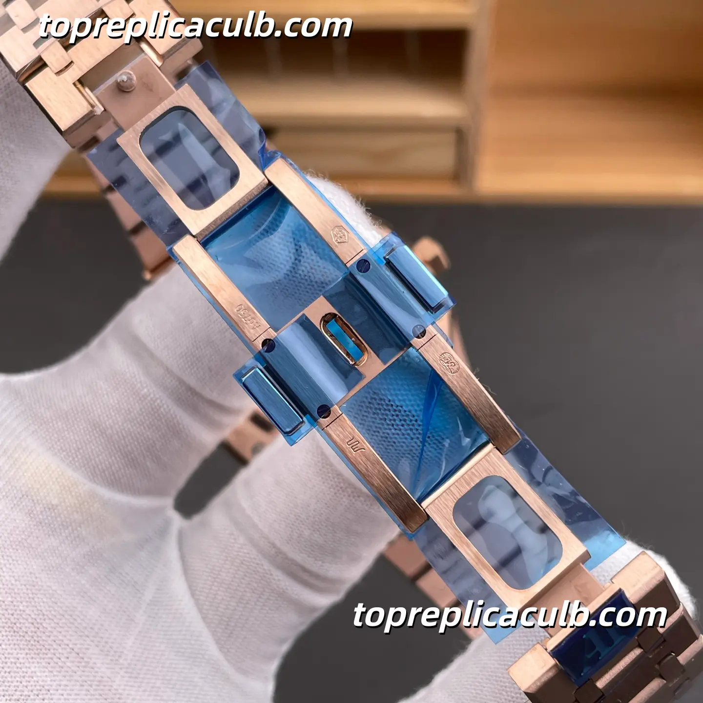 IP Factory Audemars Piguet Royal Oak Selfwinding 41MM 15510OR.OO.1320OR.03 Bleu Nuit Nuage 50 Grande Tapisserie Dial Rose Gold Bracelet Super Clone Watch with 4302 1:1 Automatic Movement - Image 7