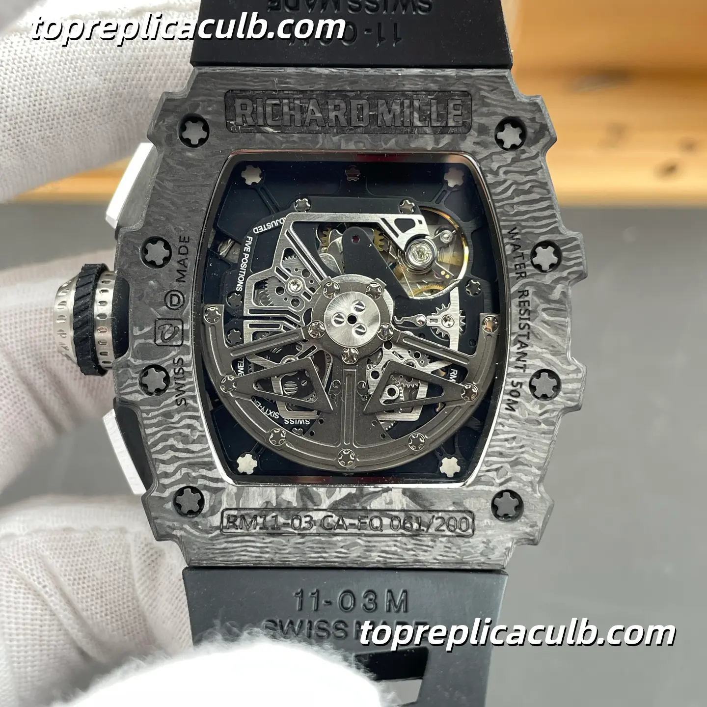 KV Factory Richard Mille RM11-03 Black Carbon Fiber 49.4x44.5MM Automatic Movement Super Clone Watch - Image 5