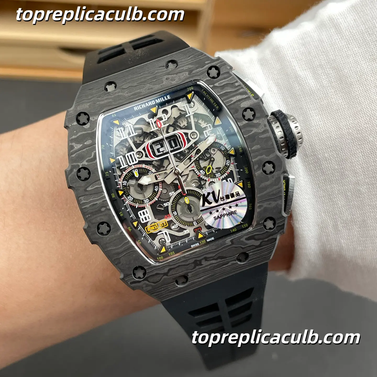 KV Factory Richard Mille RM11-03 Black Carbon Fiber 49.4x44.5MM Automatic Movement Super Clone Watch - Image 2