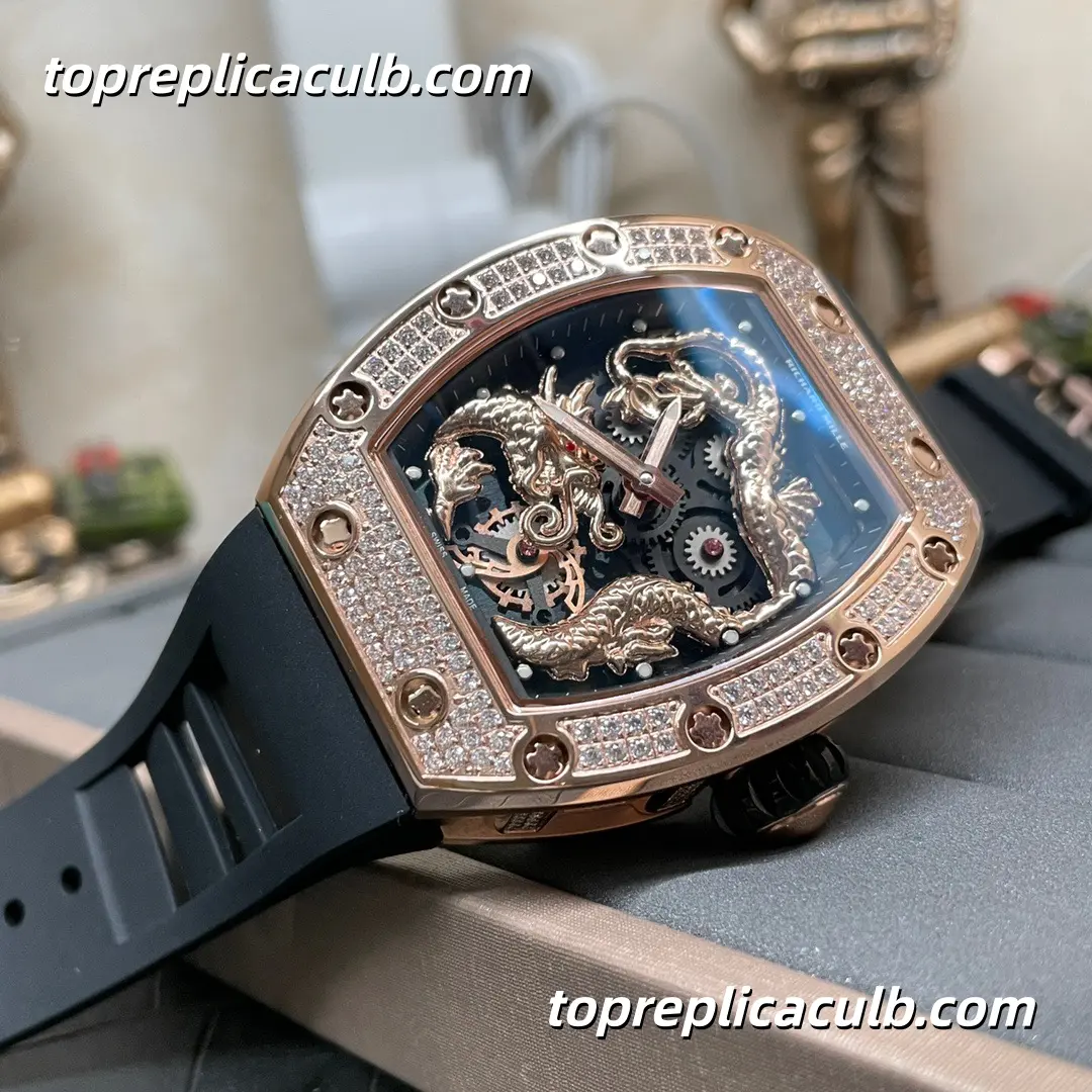 KV Factory Richard Mille RM51-01 Tourbillon Phoenix & Dragon Jackie Chan Edition Rose Gold Diamond Bezel Skeleton Dial Automatic Super Clone Watch - Image 2