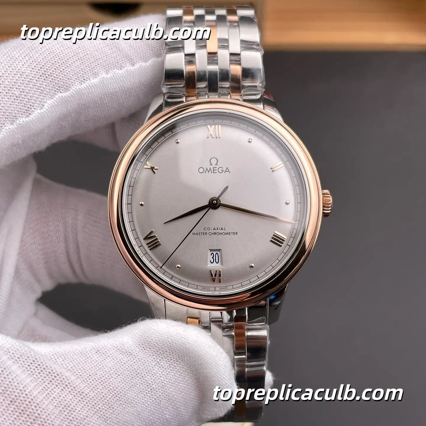 KY Factory Omega De Ville Prestige Ref.434.20.40.20.02.001 40MM Silver Dial Two Tone Stainless Steel Bracelet Super Clone Watch