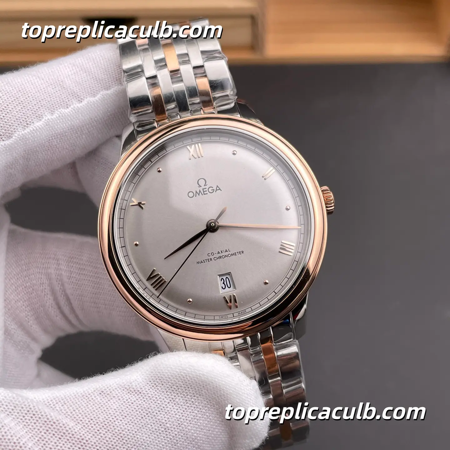 KY Factory Omega De Ville Prestige Ref.434.20.40.20.02.001 40MM Silver Dial Two Tone Stainless Steel Bracelet Super Clone Watch With 1:1 Replica 8800 Movement - Image 4