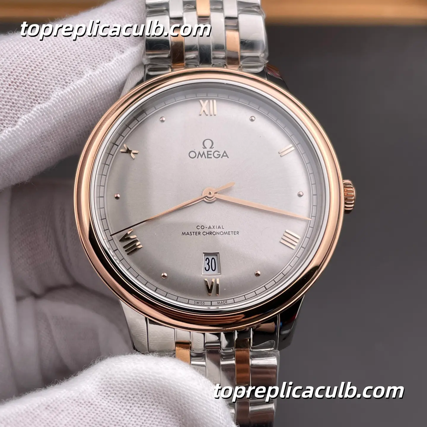 KY Factory Omega De Ville Prestige Ref.434.20.40.20.02.001 40MM Silver Dial Two Tone Stainless Steel Bracelet Super Clone Watch With 1:1 Replica 8800 Movement - Image 3