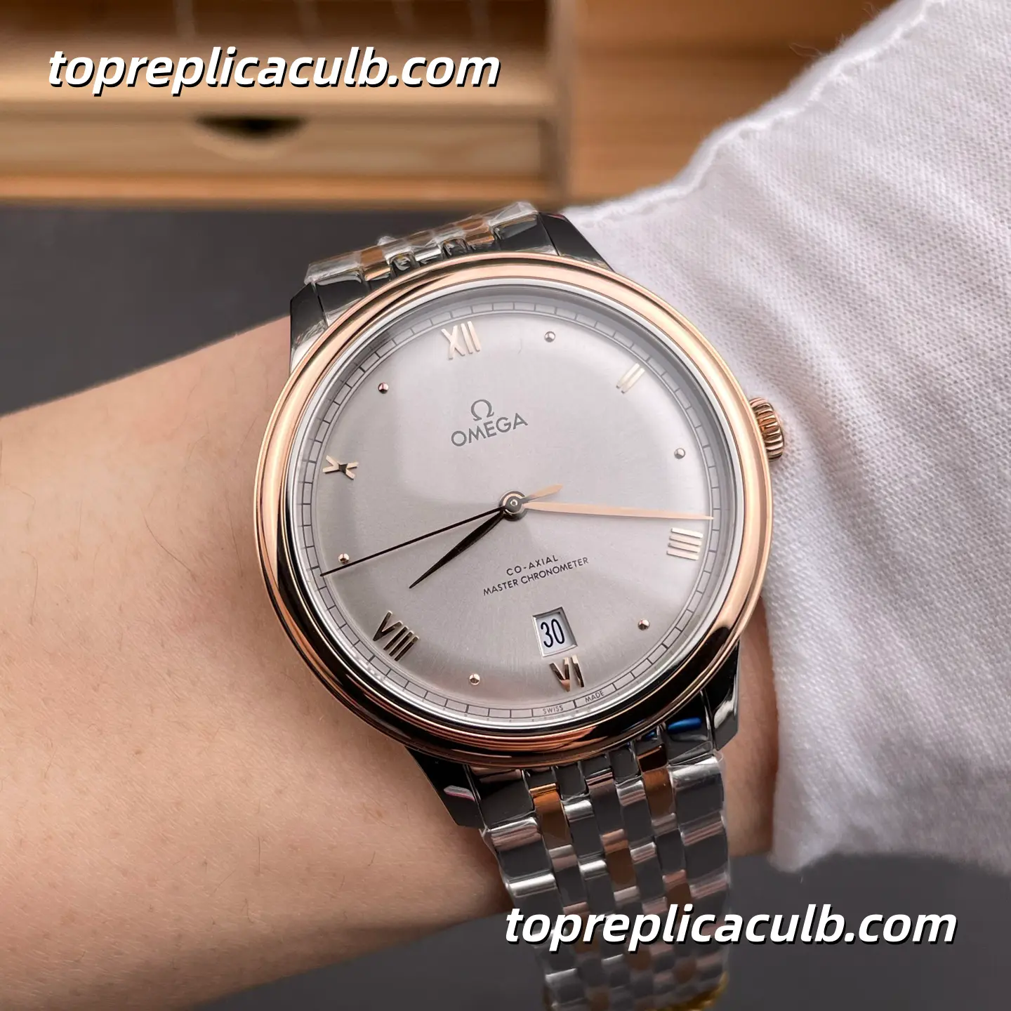 KY Factory Omega De Ville Prestige Ref.434.20.40.20.02.001 40MM Silver Dial Two Tone Stainless Steel Bracelet Super Clone Watch With 1:1 Replica 8800 Movement - Image 2