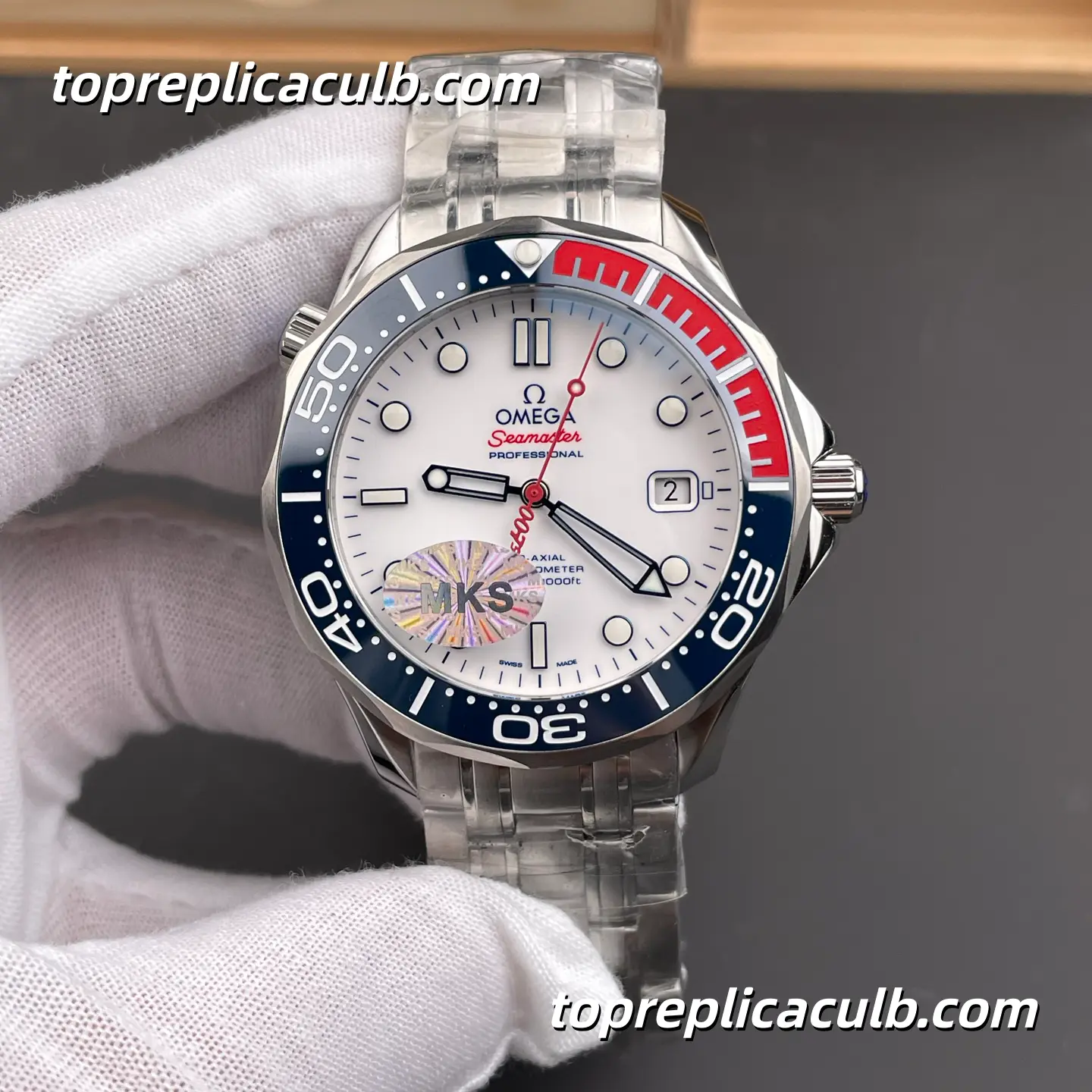MKS Factory Omega Seamaster Diver 300M “Olympic” Ref.212.32.41.20.04.001 41MM White Dial Blue Rubber Strap Super Clone Watch