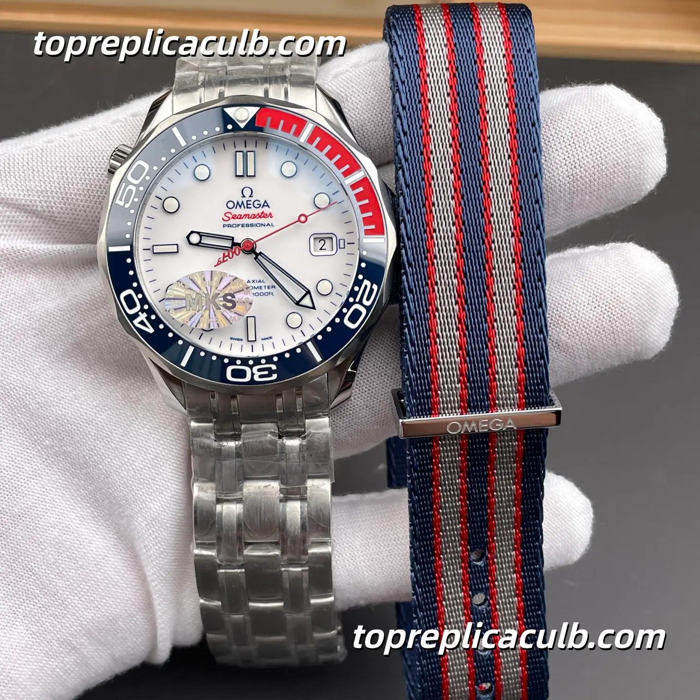 MKS Factory Omega Seamaster Diver 300M “Olympic” Ref.212.32.41.20.04.001 41MM White Dial Blue Rubber Strap Super Clone Watch With 1:1 Replica 2507 Movement - Image 5
