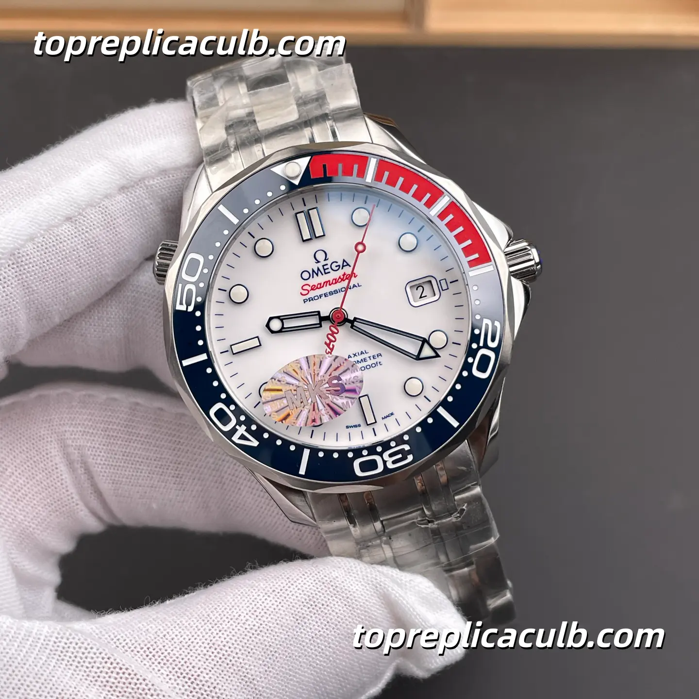 MKS Factory Omega Seamaster Diver 300M “Olympic” Ref.212.32.41.20.04.001 41MM White Dial Blue Rubber Strap Super Clone Watch With 1:1 Replica 2507 Movement - Image 4
