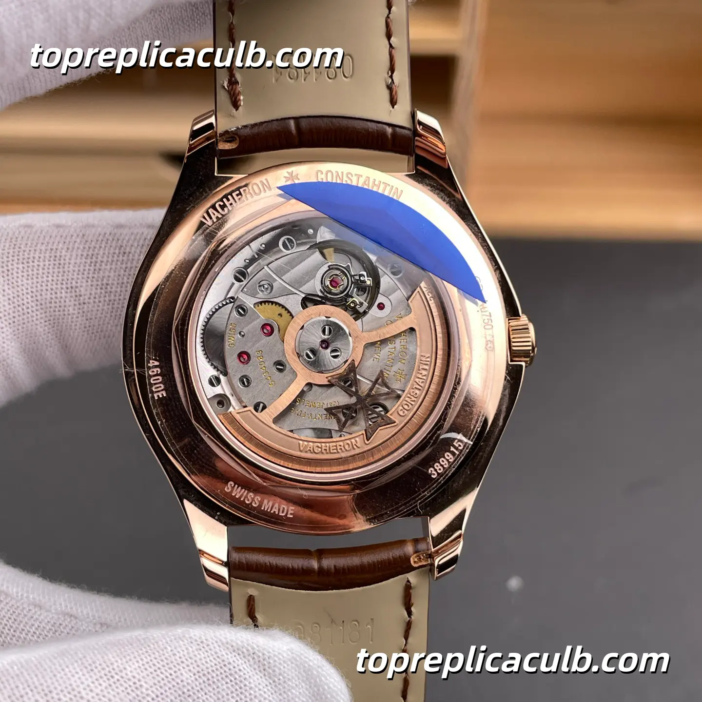 MKS Factory Vacheron Constantin Fiftysix Self-Winding 4600E/000R-B441 Super Clone Watch Rose Gold Silver Dial Brown Leather Strap 1326 Movement - Image 5