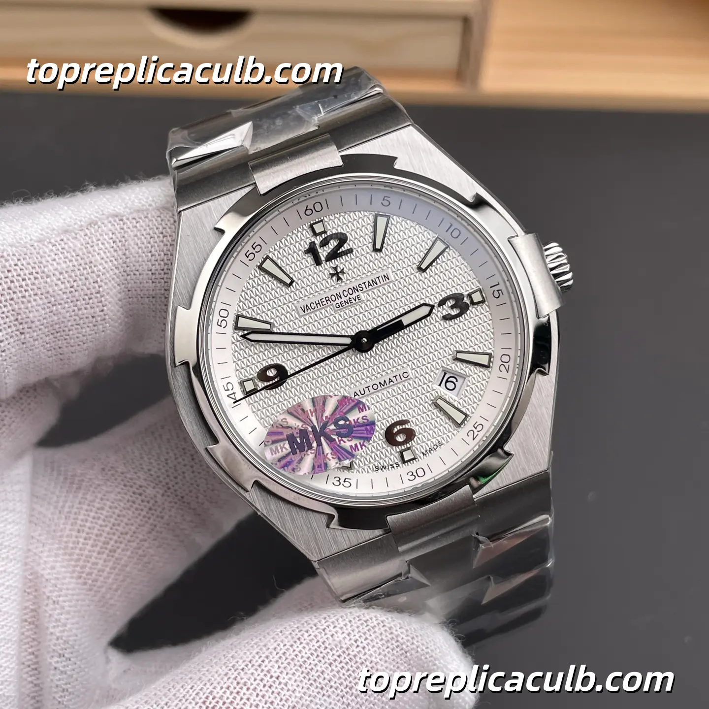 MKS Factory Vacheron Constantin Overseas 47040/B01A-9093 Super Clone Watch 42mm Stainless Steel Silver Guilloché Dial Bracelet Cal.1226 Movement - Image 4