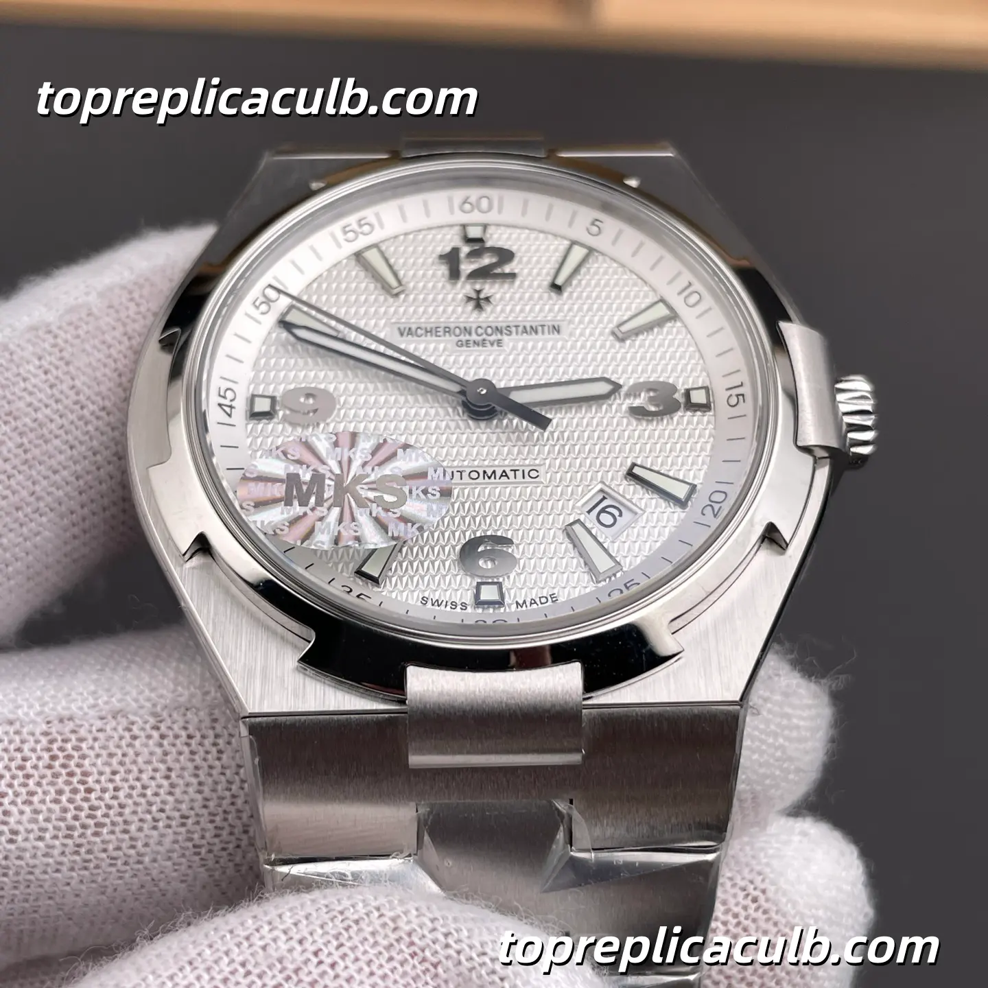 MKS Factory Vacheron Constantin Overseas 47040/B01A-9093 Super Clone Watch 42mm Stainless Steel Silver Guilloché Dial Bracelet Cal.1226 Movement - Image 3
