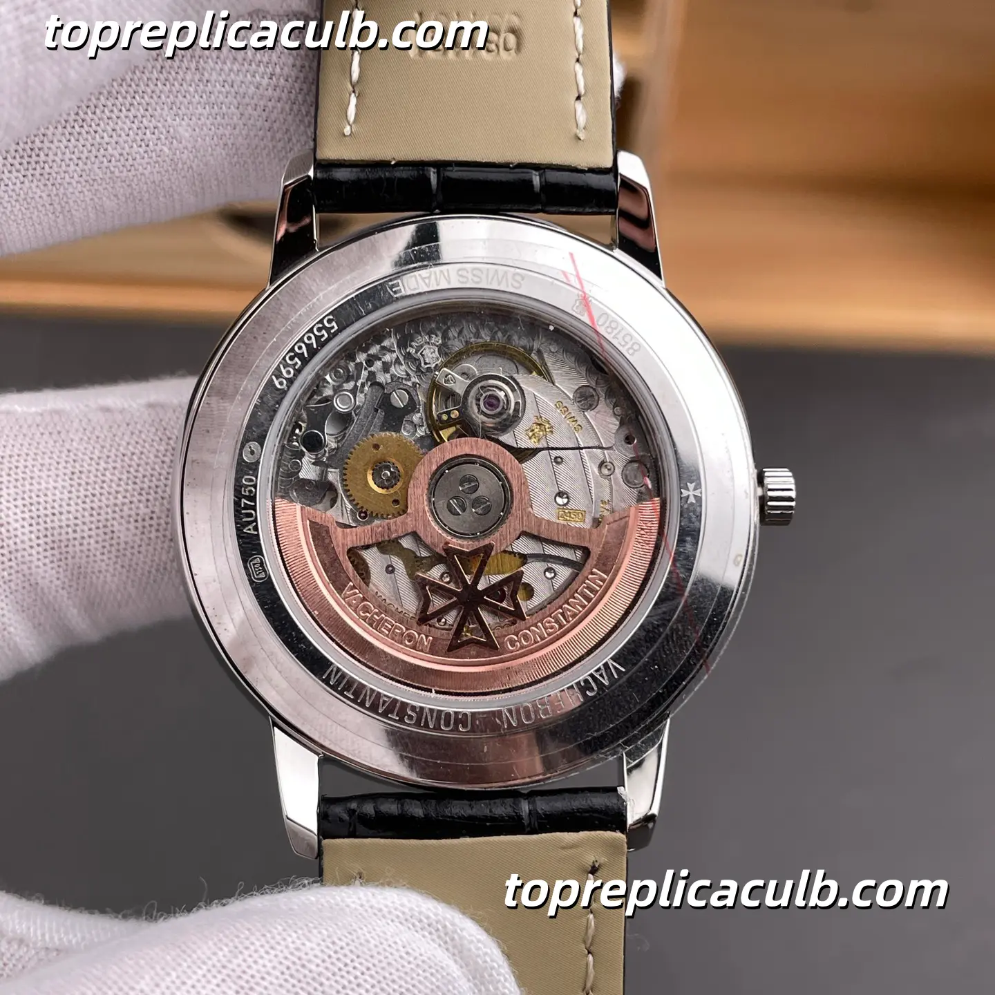 MKS Factory Vacheron Constantin Patrimony Series 85180/000J-9231 Super Clone Watch 40mm Ivory Dial Yellow Gold Case Black Leather Strap Cal.2450 Q6/3 Automatic Movement - Image 5