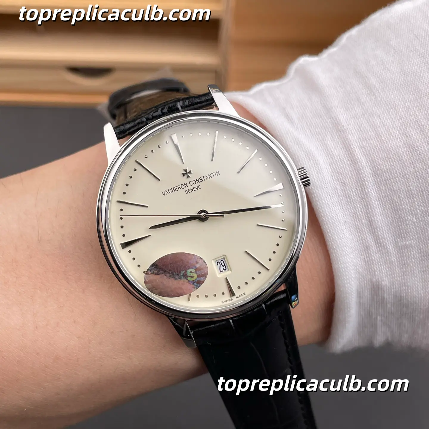 MKS Factory Vacheron Constantin Patrimony Series 85180/000J-9231 Super Clone Watch 40mm Ivory Dial Yellow Gold Case Black Leather Strap Cal.2450 Q6/3 Automatic Movement - Image 2