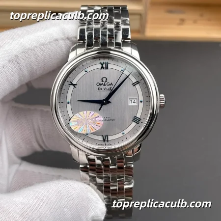 MKS Omega De Ville Prestige Ref.424.10.40.20.02.001 39.5MM Silver Dial Roman Numeral Stainless Steel Bracelet Super Clone Watch