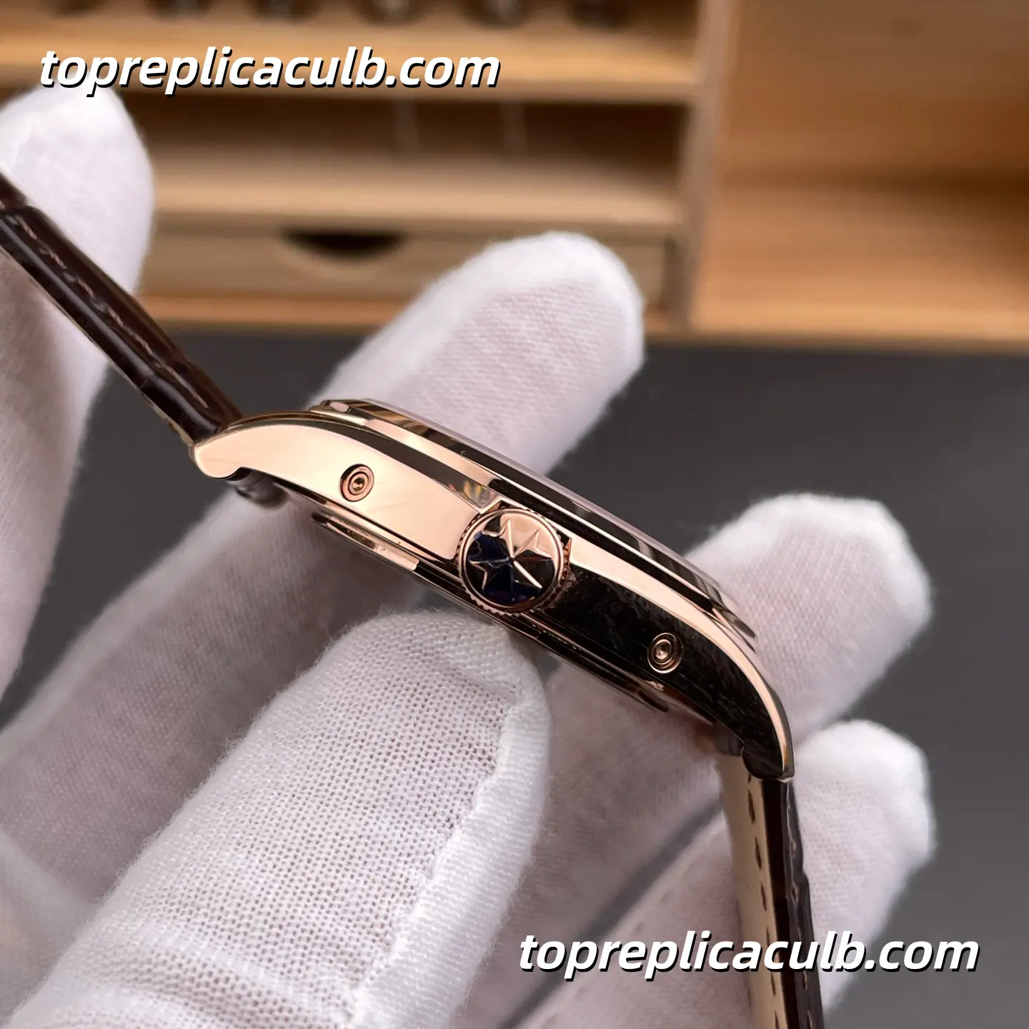 MX Factory Vacheron Constantin Fiftysix Complete Calendar 4000E/000R-B438 Super Clone Watch Rose Gold White Dial Moonphase Leather Strap 2460 QCL/1 Movement - Image 6