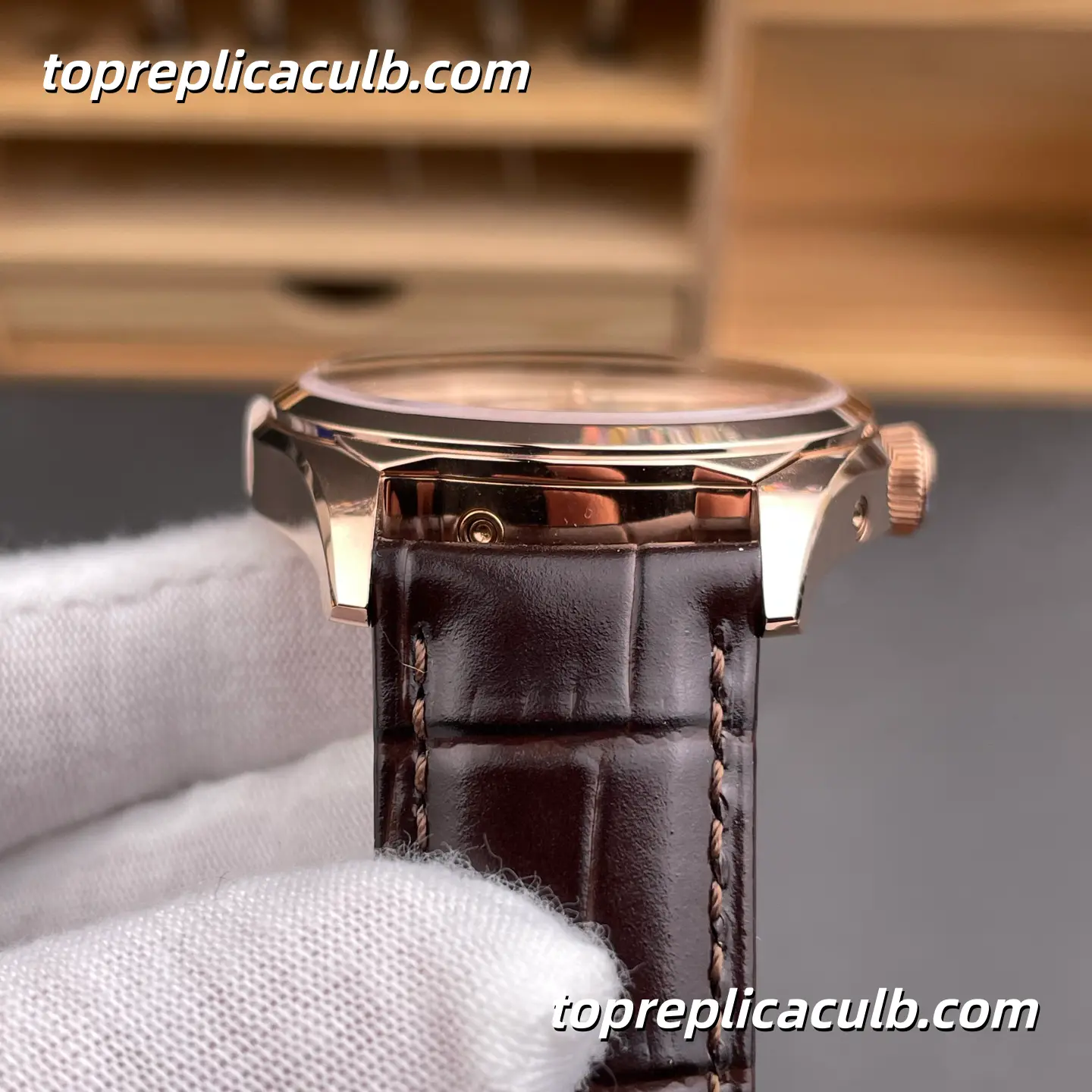 MX Factory Vacheron Constantin Fiftysix Complete Calendar 4000E/000R-B438 Super Clone Watch Rose Gold White Dial Moonphase Leather Strap 2460 QCL/1 Movement - Image 8