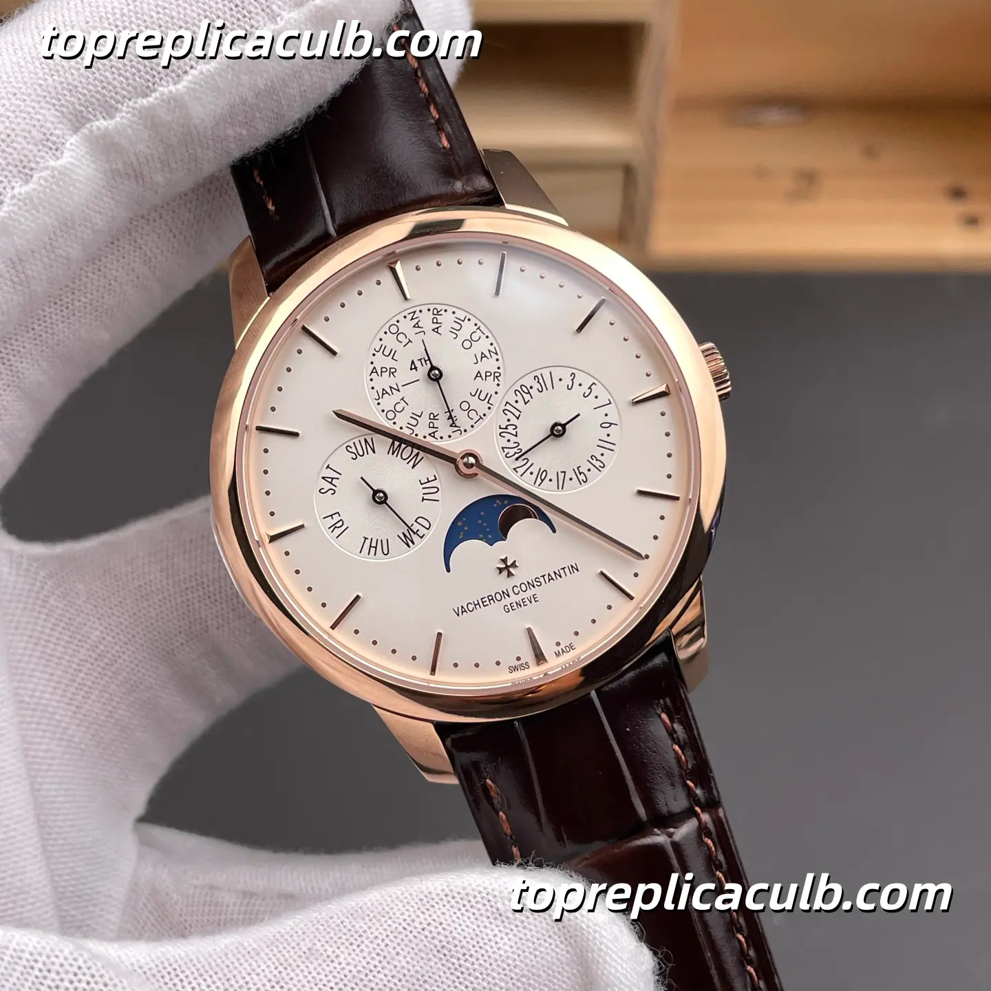 MX Factory Vacheron Constantin Patrimony Perpetual Calendar 43175/000R-9687 Super Clone Watch 41mm Moonphase White Dial With 1120 QP/1 Clone Movement - Image 4