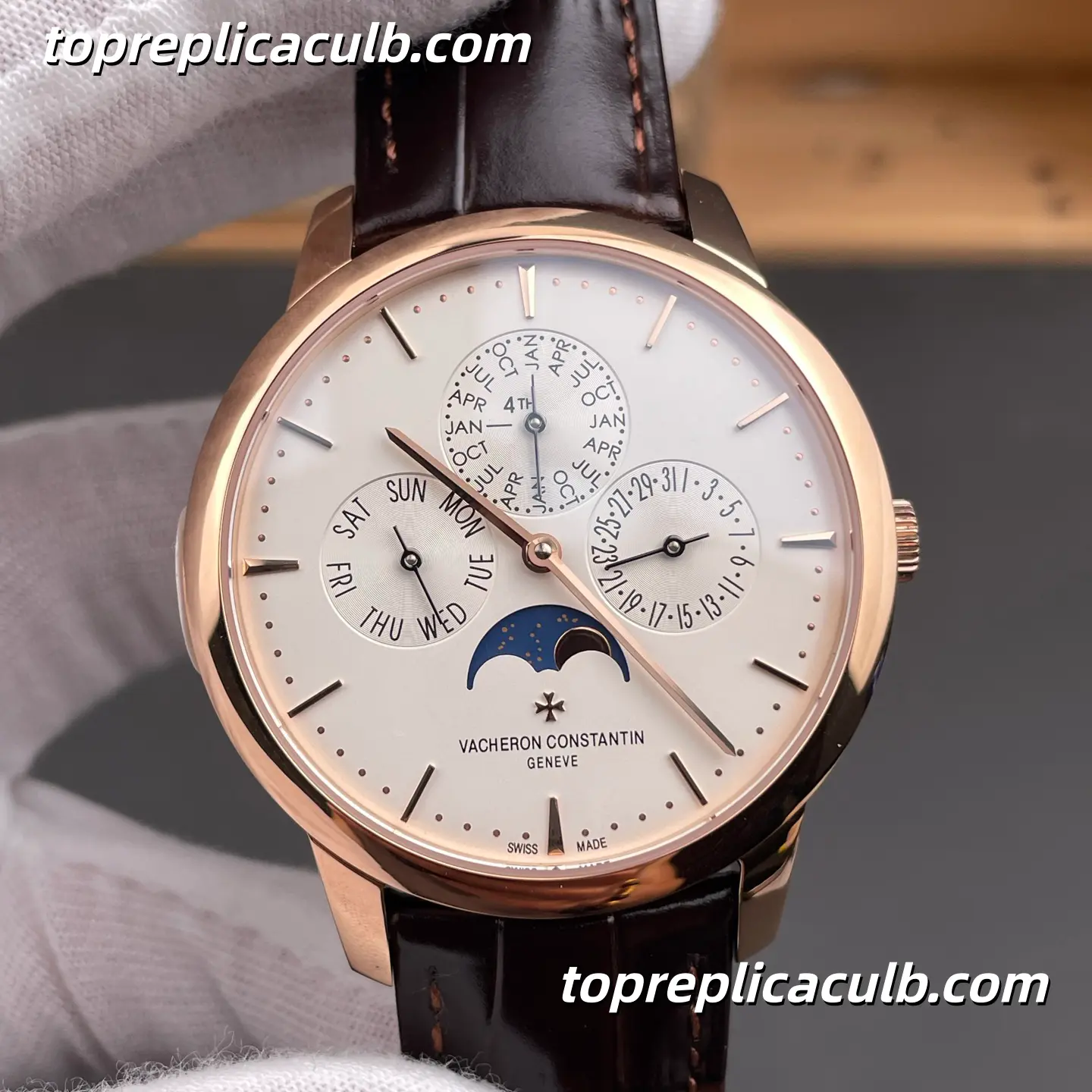MX Factory Vacheron Constantin Patrimony Perpetual Calendar 43175/000R-9687 Super Clone Watch 41mm Moonphase White Dial With 1120 QP/1 Clone Movement - Image 3