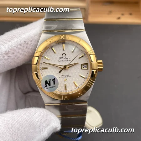 N1 Factory Omega Constellation Ref.123.20.38.21.02.006 38MM Silver Textured Dial Two Tone Bracelet Super Clone Watch